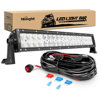 Nilight Zh017 22Inch 120W Spot Flood Combo Bar Led Off Road Lights With 16Awg Wiring Harness Kit 2 Years Warranty