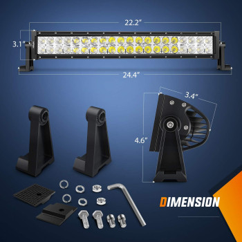 Nilight Zh017 22Inch 120W Spot Flood Combo Bar Led Off Road Lights With 16Awg Wiring Harness Kit 2 Years Warranty