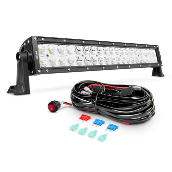 Nilight Zh017 22Inch 120W Spot Flood Combo Bar Led Off Road Lights With 16Awg Wiring Harness Kit 2 Years Warranty