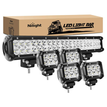 Nilight Zh003 20Inch 126W Spot Flood Combo Led Light Bar 4Pcs 4Inch 18W Spot Led Pods Fog Lights For Jeep Wrangler Boat Truck