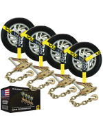 Vulcan Car Tie Down With Chain Anchors Lasso Style 2 Inch X 96 Inch 4 Pack Classic Yellow 3 300 Pound Safe Working Loa