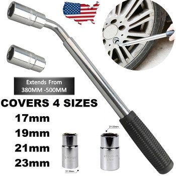 Extendable Lug Nut Wrench Van Car Tyre Wheel Brace Socket 17192123Mm Rubber Handle