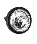 Taswk 6 12 Led Motorcycle Retro Black Clear Lens Headlight Halo Ring For Bobber Cafe Racer Cruiser Vintage Style