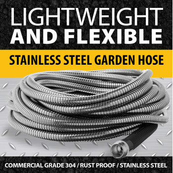 Bionic Steel Metal Garden Hose 50 Ft With Nozzle 304 Stainless Steel Water Hose 50 Ft Garden Hose Tough Flexible Lightweigh