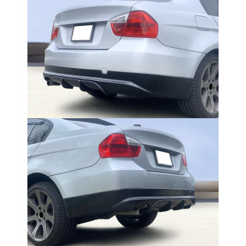 Rear Bumper Lip Compatible With 20052012 Bmw E90 3Series Acs Style Black Pu Rear Lip Finisher Under Chin Spoiler Underspoile