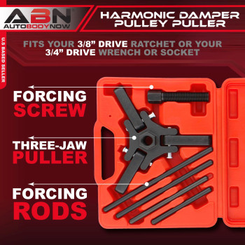 Abn Harmonic Damper Pulley Puller 6Piece Set For Harmonic Balancer Removal On Chrysler Gm Mitsubishi Vehicles