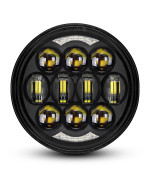 Dot Approved 80W 534 575 Round Led Projection Headlight Compatible With Dyna Street Bob Super Wide Glide Low Rider Night