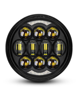 Dot Approved 80W 534 575 Round Led Projection Headlight Compatible With Dyna Street Bob Super Wide Glide Low Rider Night