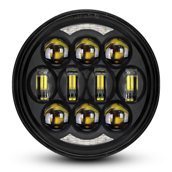 Dot Approved 80W 534 575 Round Led Projection Headlight Compatible With Dyna Street Bob Super Wide Glide Low Rider Night