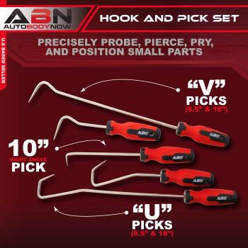 Abn Hook And Pick 5Piece Set Automotive Hose Removal Tools For Vehicle Radiator And Coolant Hose Clamp And More