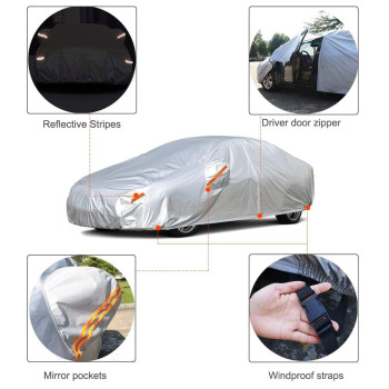 Kayme Car Covers For Automobiles Waterproof All Weather Sun Uv Rain Protection With Zipper Mirror Pocket Fit Sedan 186 To 193 I