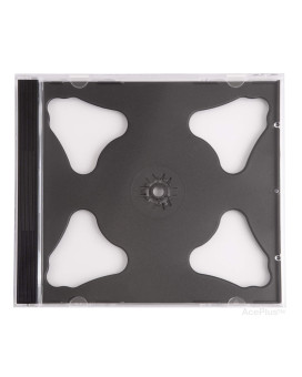 Aceplus Black Double Cd Jewel Cases Assembled In 104Mm Standard Size With 2Disc Hinge Tray 50Pack