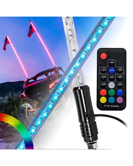 True Mods 2Pc 5Ft Rgb Led Whip Light For Utv Atv Rf Wireless Remote Usa Flag Waterproof Led Lighted Whip Cb Antenna Pole Stick