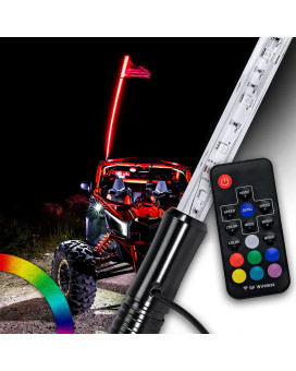 True Mods 3Ft Rgb Led Whip Light For Utv Atv Rf Wireless Remote Usa Flag Waterproof Led Lighted Whip Cb Antenna Pole Stick For