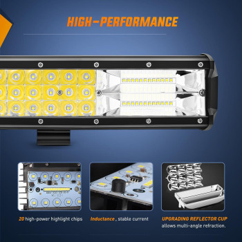 Nilight 18005Ca 26Inch Triple Row Lights 297W 29700Lm Flood Spot Combo Beam Bar Driving Boat Super Bright Led Off Road Trucks