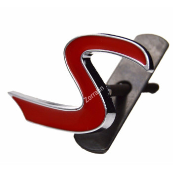 Metal Red S Lettering Front Grille Grill Chrome Wmount Emblem Badge For Mini Cooper R50 R53 R55 R56 R57 R59 F56 F55