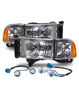 Perde Halogen Headlights Compatible With Dodge Ram 1500 2500 3500 Sport Conversion Set With Performance Lens And Harnesses Inclu