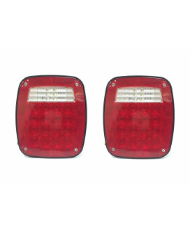 Maxxhaul 80685 Universal Square 12V Combination 38 Led Signal Tail Light For Truck Trailer Boat Jeep Suv Rv Vans Flatbe