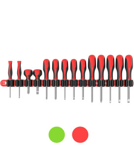 Olsa Tools Premium Wall Mount Screwdriver Organizer Red Nylon Black Clips Holds 14 Screwdrivers