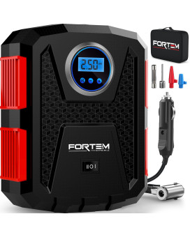 Fortem Tire Inflator Portable Air Compressor 150 Psi 12V Electric Bike Pump For Car Tires And Bicycles Wled Light Digital Tir