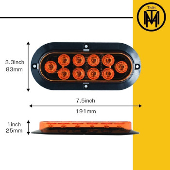 Tmh 6 Oval Amber Led Trailer Tail Light Surface Mount 10 Led Waterproof Stop Brake Turn Trailer Lights For Truck Rv Bus Lorry