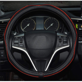 Rueesh Microfiber Leather Car Steering Wheel Cover Soft Padding Durable No Smell Universal 15 Inch Steering Cover Antislip