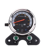 Qiilu 12V Dual Speedometer Motorcycle Dual Odometer Speedometer Speedo Meter Gear Digital Display 95Mm Mounting Hole With Cable