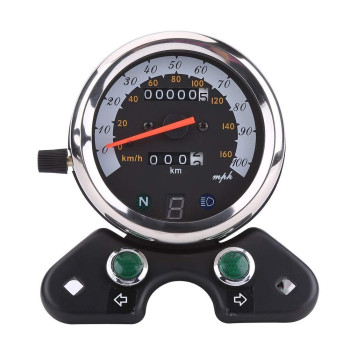 Qiilu 12V Dual Speedometer Motorcycle Dual Odometer Speedometer Speedo Meter Gear Digital Display 95Mm Mounting Hole With Cable