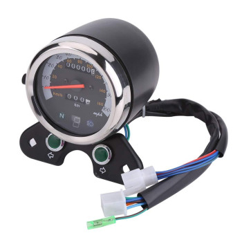 Qiilu 12V Dual Speedometer Motorcycle Dual Odometer Speedometer Speedo Meter Gear Digital Display 95Mm Mounting Hole With Cable