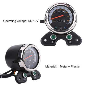 Qiilu 12V Dual Speedometer Motorcycle Dual Odometer Speedometer Speedo Meter Gear Digital Display 95Mm Mounting Hole With Cable