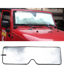 Winunite Front Windshield Sunshade Compatible With 19972017 Jeep Wrangler Tj Jk Jku 24 Doors Roll Up Car Window Heat Shield