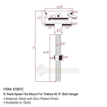 Dc Cargo Etrack Spare Tire Mount With 5 Bolt Spare Wheel Carrier For Enclosed Trailers Trucks Semis Garages E Track A