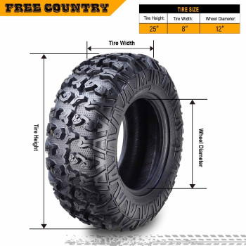 Free Country Set Of 2 Premium Atvutv Tires 25X812 8Pr Wside Scuff Guard