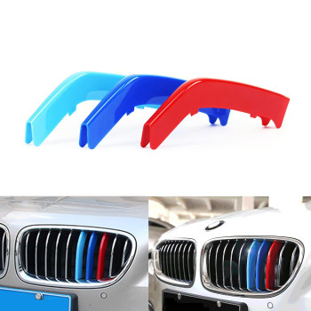 Xotic Tech Mcolored Tri Grille Insert Trims Strips Front Center Kidney Grilles Compatible With Bmw F10 F11 5 Series Standard C