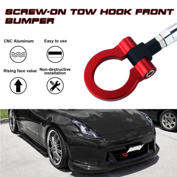 Jdm Screwon Red Sport Racing Aluminum Front Rear Bumper Tow Hook For Nissan 370Z Gtr Juke Infiniti G37 Qx70 Fx35