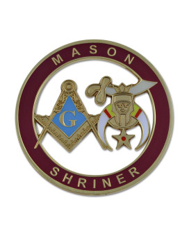 Mason Shriner Masonic Auto Emblem Burgundy Gold3 Diameter