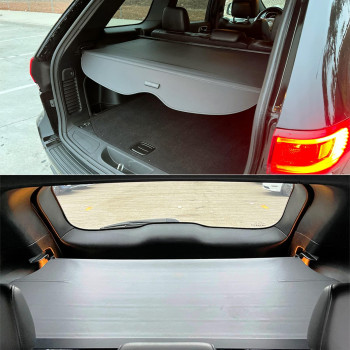 Ikon Motorsports Cargo Cover Compatible With 20112021 Jeep Grand Cherokee 2022 Jeep Grand Cherokee Wk Black Vinlyaluminum Ro