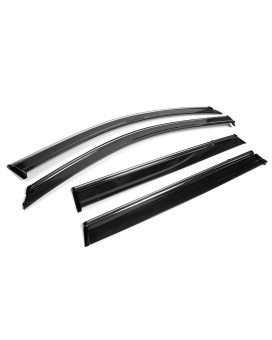 Ikon Motorsports Window Visors Compatible With 20142021 Jeep Cherokee Kl Injection With Chrome Trim Polycarbonate Rain Guard S