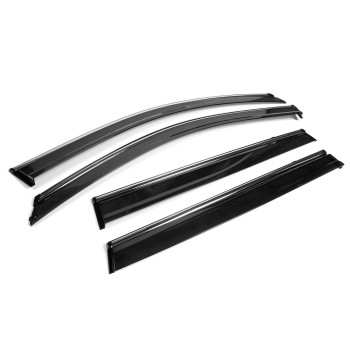 Ikon Motorsports Window Visors Compatible With 20142021 Jeep Cherokee Kl Injection With Chrome Trim Polycarbonate Rain Guard S