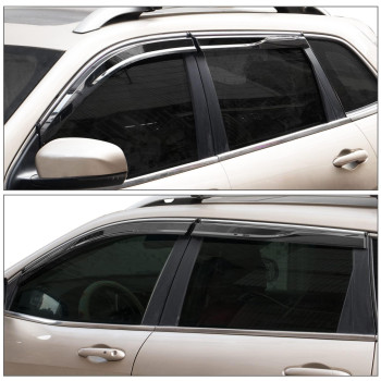 Ikon Motorsports Window Visors Compatible With 20142021 Jeep Cherokee Kl Injection With Chrome Trim Polycarbonate Rain Guard S