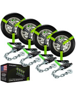 Vulcan Car Tie Down With Chain Anchors Lasso Style 2 Inch X 96 Inch 4 Pack Highviz 3 300 Pound Safe Working Load