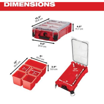 Milwaukee Electric Tool 48228435 Pack Out 5 Compartment Small Parts Organizer