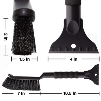 Oxgord 2In1 Ice Scraper Snow Brush No Scratch Wsoft Bristle Best For Frost Remover Broom Removal Tool Auto Windshield