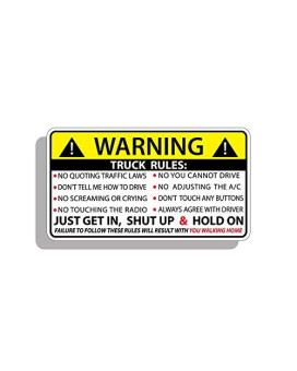 Funny Truck Safety Warning Rules Sticker Adhesive Vinyl Window Graphic Bumper