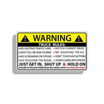 Funny Truck Safety Warning Rules Sticker Adhesive Vinyl Window Graphic Bumper