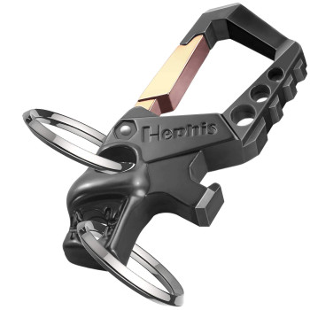 Hephis Heavy Duty Key Chain Bottle Opener Carabiner Car Key Chains For Men And Womenblack And Gold