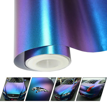 Vinyl Frog Chameleon Vinyl Wrap Matte Metallic Vehicle Film Purple To Blue Stretchable Air Release Diy Decals 12X60