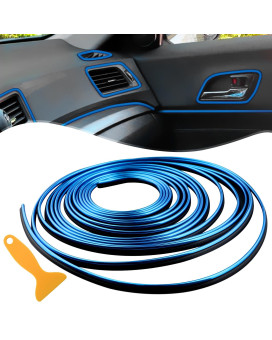 Car Interior Trim Strips 164Ft5M Universal Blue Car Decor Car Gap Fillers Automobile Molding Line Decorative Accessories Diy