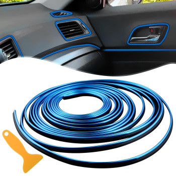 Car Interior Trim Strips 164Ft5M Universal Blue Car Decor Car Gap Fillers Automobile Molding Line Decorative Accessories Diy