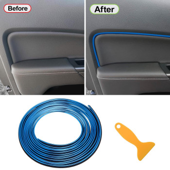 Car Interior Trim Strips 164Ft5M Universal Blue Car Decor Car Gap Fillers Automobile Molding Line Decorative Accessories Diy